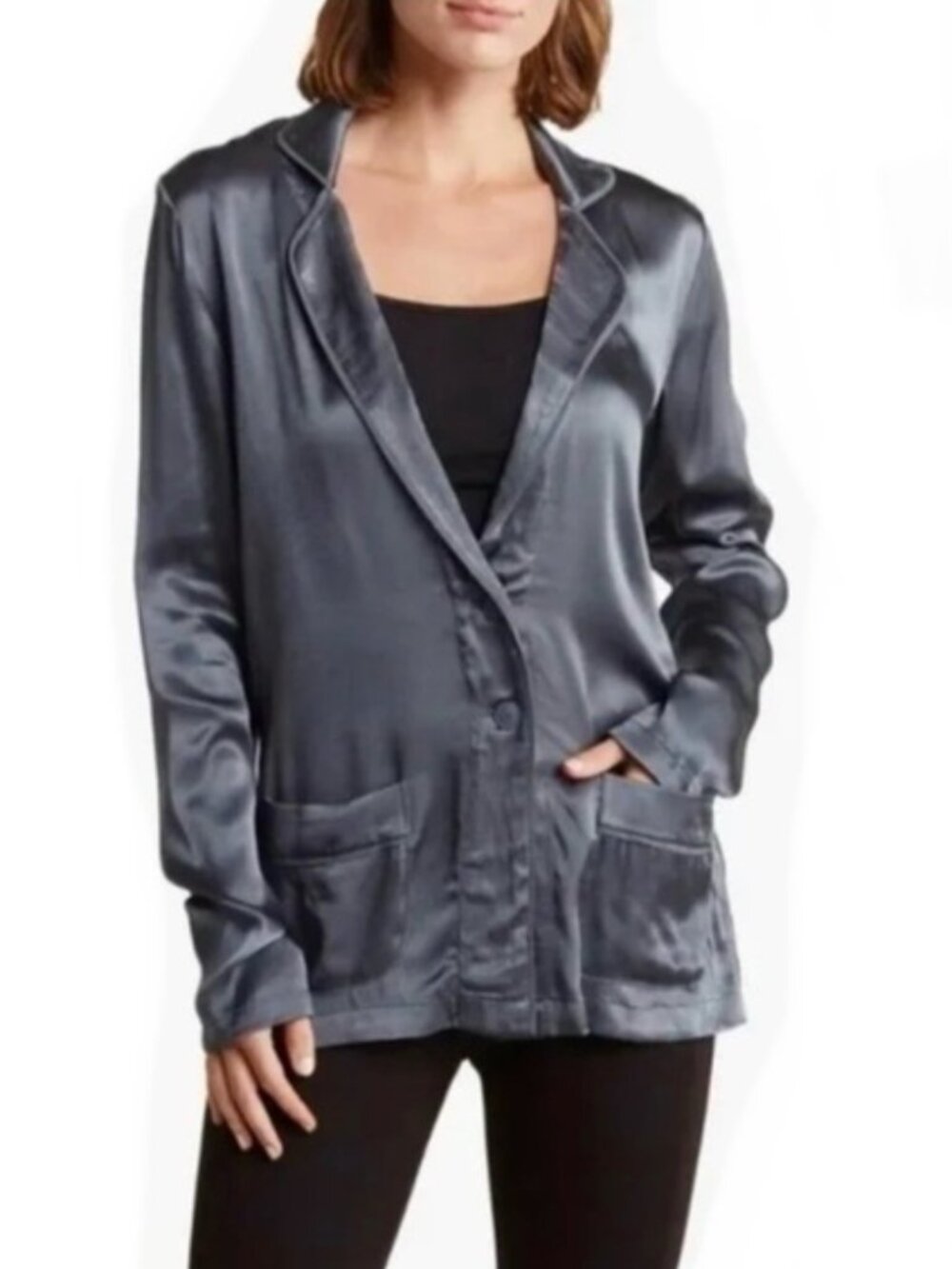 EUC Elie Tahari Rayon Satin Blazer, Sz - Sm